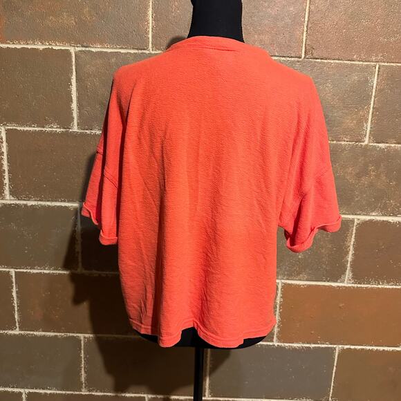 Universal Thread Draped Cropped Coral Orange Button Top Women's L Large - Picture 5 of 8